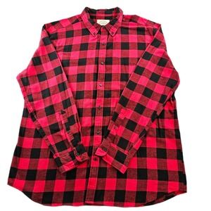 St. John's Bay Shirt Men's 2XL Red Black Buffalo Plaid Super Soft Button Down